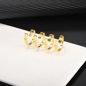 पार्टी स्टेनलेस स्टील एडजस्टेबल शादी बैंड क्लासिक वादा रिंग क्रॉस ओपन डिजाइन, जिसमें विश्वास को आशीर्वाद दिया गया आशा प्यार - Product Image 2