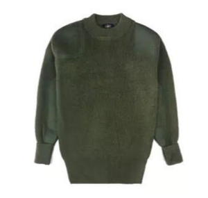 DFW0217 Bleu marine Vert olive Pulls d'hiver personnalisés en laine, coton et acrylique tricotés pour hommes, manches longues, avec patchs - Product Image 4