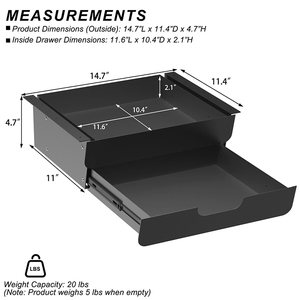 Organizador de Almacenamiento Debajo del Escritorio JH-Mech, Gran Capacidad, Montaje en <span class=keywords><strong>Mesa</strong></span>, Metal con Recubrimiento de Polvo Negro, Organizador de Cajones Debajo del Escritorio - Product Image 3