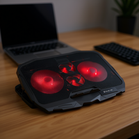 Xtrike Me FN-802 Support de refroidissement pour ordinateur portable avec 4 ventilateurs à roulement à billes (120x120x25mm), rétroéclairage RGB, interface USB, dissipateur thermique en plastique, 22dBA