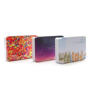 Tại chỗ hình chữ nhật tinplate lon bạc đen đầy màu sắc tùy chọn bản lề kim loại vòng hộp thiếc thấp moq - Product Image 1