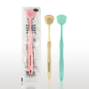 سيليكون منظف لسان بلاستيكي مكشطة Raspador De Lingua Limpiador De Lingua مكشطة اللسان مع فرشاة PP التعبئة - Product Image 1