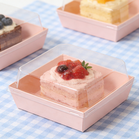 Boîte d'Emballage Charcuterie en Gros avec Fenêtre Tiramisu Donut Dessert Mousse Gâteau Boîtes Roses avec Couvercle Transparent Boîte de Livraison de Gâteaux