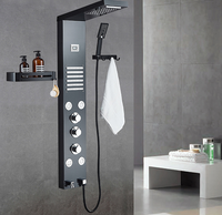Système de panneau de douche en acier inoxydable avec affichage LED de la température, montage mural, colonne de douche multifonction pour salle de bain
