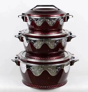 Lot de 3 chauffe-plats isothermes grande capacité 2,3L 4,5L 6,5L, design brillant avec bordure ondulée argentée, boîte de service traiteur - Product Image 4