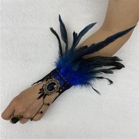 Manchettes de poignet en plumes orange pour costume de cosplay, bracelets décoratifs réglables pour fête à thème carnaval et danse