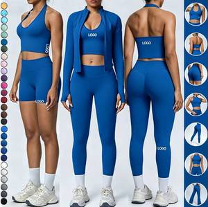 Custom LOGO 6 Pcs Suit Sports Tank Top Clothes <b>Women</b> Athletics Wear Workout Jacket Clothing Yoga <b>Leggings</b> Woman Gym Fitness Sets - Product Image 2