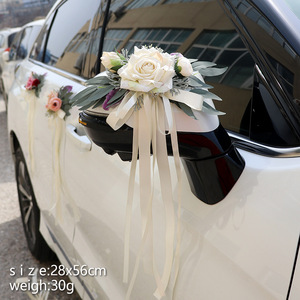 Elegante Decoración Vintage Desmontable para Espejo de Coche de Boda en <span class=keywords><strong>Color</strong></span> <span class=keywords><strong>Rosa</strong></span> Empolvado, Flor Artificial con Cinta para Manija de Puerta y Respaldo de Silla - Product Image 1
