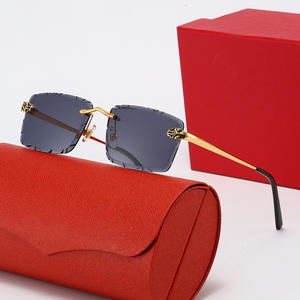 Gafas de Sol de Diseño de Alta Calidad, Montura Sin Aro con Corte de Diamante, Protección UV400, Estilo Retro, Gafas de Marca - Product Image 1