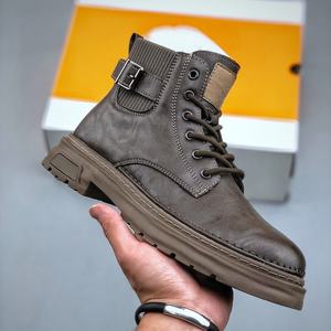 Modèle en cuir véritable, semelle épaisse en caoutchouc, style rétro, antidérapant, respirant, tige en tissu ultra fin, randonnée à la cheville, automne/hiver - Product Image 1