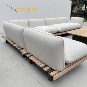 Nouvel Arrivage : Ensemble <span class=keywords><strong>de</strong></span> Canapés d'Extérieur en <span class=keywords><strong>Bois</strong></span> <span class=keywords><strong>de</strong></span> Teck avec Structure en Aluminium, Tissu Imperméable, Design Modulaire et Chaise Longue à Dossier Réglable - Product Image 5