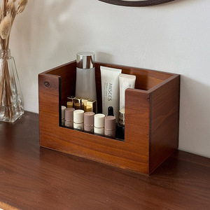 Wooden Cosmetic Storage <b>Box</b> 2L Desktop Organizer For <b>Makeup</b> Brushes Skincare Items - Product Image 2
