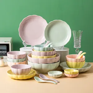 Ourwarm — service de table de noël nordique moderne, gaufrage en forme de citrouille, micro-ondes coloré, vaisselle de luxe en céramique, 16 pièces