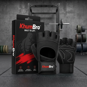 Gants de musculation KhumBro à demi-doigts en cuir suédé de qualité supérieure avec sangle de poignet réglable pour hommes, idéaux pour la gym et le fitness - Product Image 2