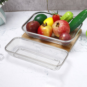 Stainless Steel Vegetable Washing Basket 201 Steel Dishwasher Safe Fruit Draining Mesh Basket Kitchen Storage Set - Product Image 2