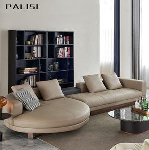 Бренд тренд минимализм диван Мебель итальянская вилла гостиная круглый шезлонг кожа + ткань секционный диван набор - Product Image 6