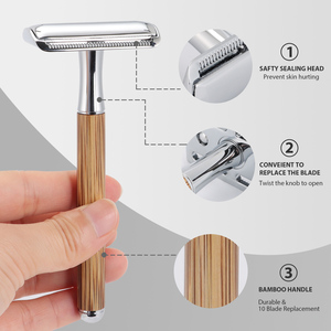 Bikini para mujer, maquinilla de afeitar Manual respetuosa con el medio ambiente, maquinilla de afeitar de doble filo de bambú con alta calidad - Product Image 2