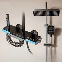 Ensemble de douche de luxe complet pour salle de bain, avec fonction pluie, construction en aluminium, quatre vitesses, affichage numérique à touches piano, ambiance lumineuse
