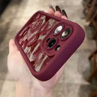 Coque de téléphone portable antichoc en TPU avec motif imprimé lèvres rouges et design d'objectif en échelle pour iPhone X, XR, XS, 11, 12, 13, 14, 15, 16, 17, 18 Pro Max