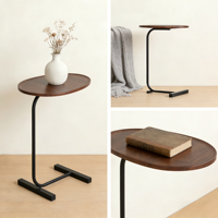 Table d'appoint en forme de C de style industriel, table basse à structure métallique durable pour salon, chambre et dortoir