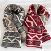 Écharpe rouge Fair Isle, épaisse et chaude pour l'automne/hiver, châle tricoté polyvalent pour femme, rouge Noël