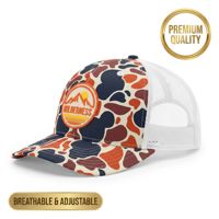 Gorra Trucker de Lona Camuflada Vintage de 6 Paneles con Malla y Parche de Goma en Relieve para Moda Hip Hop, Aventura al Aire Libre, Caza y Camping