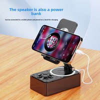 Soporte Multifuncional para Altavoz y Teléfono, Banco de Energía, Luz Ambiental, Soporte de Escritorio, Inalámbrico, Portátil, Giratorio, Mini