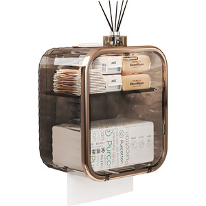 Toilet <b>Paper</b> Holder Rectangular Waterproof Wall Mounted No Drill <b>Tissue</b> Box Bathroom Roll <b>Paper</b> Holder - Product Image 5