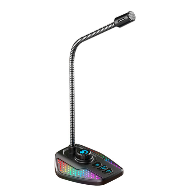 Podcast Streaming Wired USB Condenser Vocal Microphones With Colorful Light Computer Gooseneck Microphone