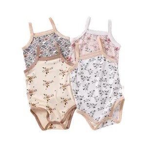 夏季小花可爱吊带婴儿服装泰国吊带婴儿连衫裤男童/女童服装0-3个月