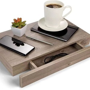 Wooden Floating Bedside Table <b>Wall</b> <b>Shelf</b> Solid Wood With Storage Rectangle <b>Wall</b> <b>Mounted</b> Type Durable Bedroom Use - Product Image 3