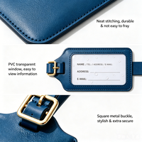 Étiquette de bagage en cuir PU personnalisée avec logo brodé, sangle réglable, étiquette d'identification pour valise, cadeau promotionnel de voyage