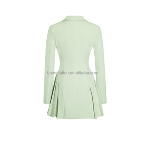 Venta al por mayor de ropa de alta gama Premium personalizada OEM/ODM Boutiques de lujo de fábrica carrera Blazer plisado detalle vestido mediano <span class=keywords><strong>para</strong></span> las <span class=keywords><strong>mujeres</strong></span> - Product Image 4