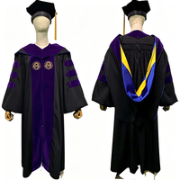 Ensemble de Robe de Remise de Diplôme Doctorat Personnalisée avec Logo, Capuchon et Tam d'Université Américaine, Tenue Académique