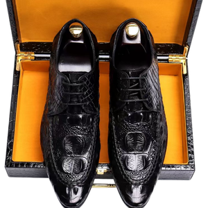 Chaussures Oxford Richelieu à boucle pour hommes, en cuir véritable, de haute qualité, pour affaires, mariage et marié, antidérapantes - Product Image 5