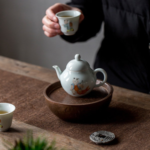 Guanlan Hand-Painted Porcelain Teapot Round With Lid Small Pear Shape For Kung Fu <b>Tea</b> <b>Set</b> Afternoon <b>Tea</b> Use - Product Image 4