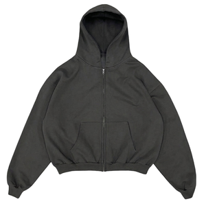 Sweat à capuche en molleton de coton 380 g/m², sweat à capuche personnalisé avec fermeture éclair, impression de logo de haute qualité, coupe ample, unisexe, fermeture éclair, sweat à capuche TKAN601 - Product Image 1