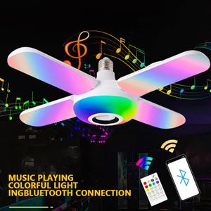 Bombilla LED Inteligente con 4 Hojas, Lámpara Musical con Bluetooth, Control Remoto Plegable, Proyección de Luz Estrellada para Fiestas y Bodas - Product Image 2