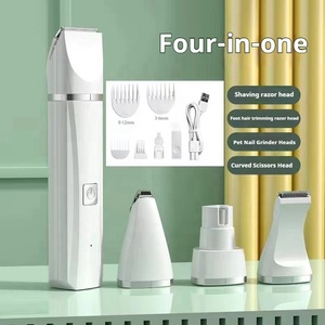 <span class=keywords><strong>Tondeuse</strong></span> à poils <span class=keywords><strong>pour</strong></span> animaux de compagnie compacte et multifonctionnelle rechargeable par USB, 4 têtes remplaçables <span class=keywords><strong>pour</strong></span> le toilettage complet du corps des chiens et des chats - Product Image 1