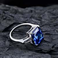 Bagues tendance en argent sterling 925 avec diamant taille radiant 10 mm*12 mm, pour usage quotidien, émeraude bleu roi vert, bagues en zircone cubique 5A