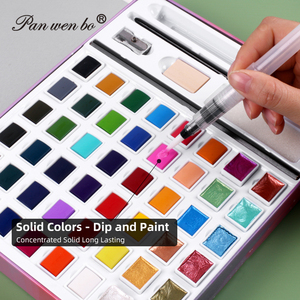 Panwenbo - Juego de Pinturas de Acuarela Profesionales No Tóxicas de 36/48 Colores con Caja de Lata para Artistas, para Lienzo, Papel y Vidrio - Product Image 6