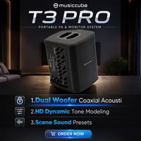 Sistema de PA con Mezclador Amplificador Integrado Activo Musiccube T3 Pro de 3 Canales, Altavoz para Callejeros, Altavoz Vocal-Acústico