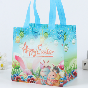 Wholesale Easter Non-Woven <b>Bags</b> - Eco-Reusable <b>Gift</b>/Shopping <b>Bags</b> Plaid/Egg/Bunny Prints - Product Image 1