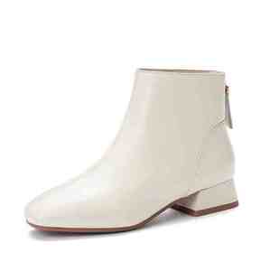 Botines gruesos de tacón alto para mujer, botas de <span class=keywords><strong>piel</strong></span> de cabeza cuadrada, para Otoño e Invierno - Product Image 1