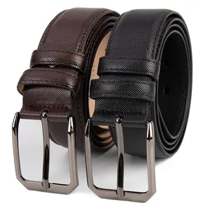 Diamond Pattern Embossed Men's Belt Manufacturer Directly Provides Men's PU Solid Color High-End Brand Design Belts