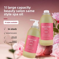 Huile de massage corporel et visage 1L pour salon de beauté - Huiles essentielles de rose, lavande et arbre à thé - 100% huile végétale pure, contrôle du sébum et hydratation