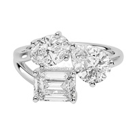 Bijoux personnalisés YUNCHENG, plaqués or 18 carats, bagues Toi et Moi à trois pierres personnalisées pour femmes, cadeau de mariage ou de fiançailles, bijoux en laiton