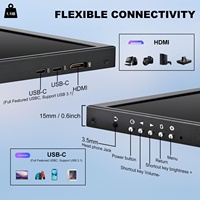 12.3" Touchscreen Secondary Monitor IPS LCD Stretched Bar Travel Display 1920x720 for USB-C Portable Laptop Use Black