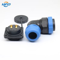 Connecteur d'alimentation étanche IP68 SD28/SP28 à angle droit 90°, 3-26 broches, prise de montage sur panneau à bride 4 trous, 5A-45A, pour contrôle ferroviaire