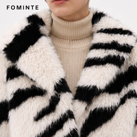 Manteau court en fausse fourrure à manches longues, motif zèbre, grande taille, chaud et coupe-vent, pour l'hiver, veste tendance et moelleuse pour femme
